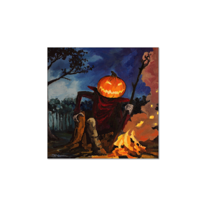 Halloween Pumpkin Original Oil Painting or Giclée Print: Fall Decor, Spooky Wall Art