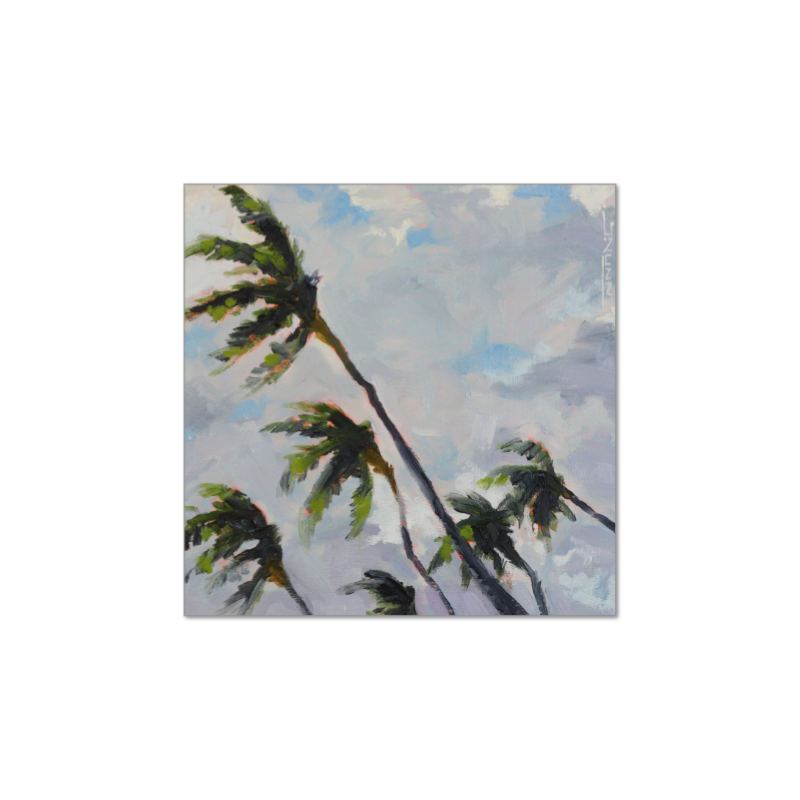 Palm Trees, Cloudy Day, Fine Art Giclée Print or Original by J. Nunn, Coastal Palm Landscape, Oil Painting, Beach Wall Art