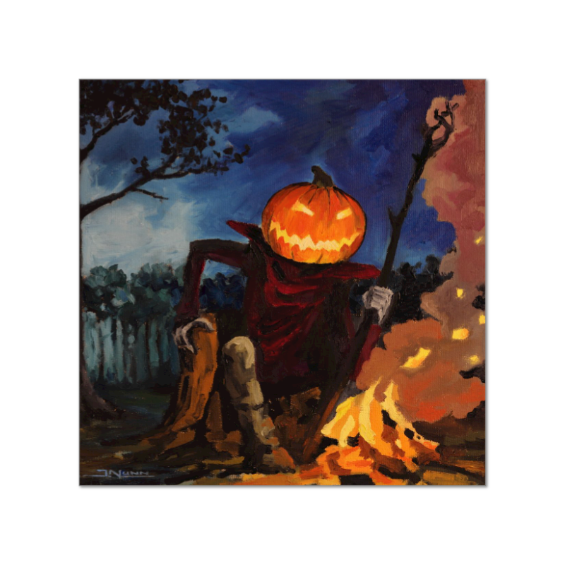 Halloween Pumpkin Original Oil Painting or Giclée Print: Fall Decor, Spooky Wall Art