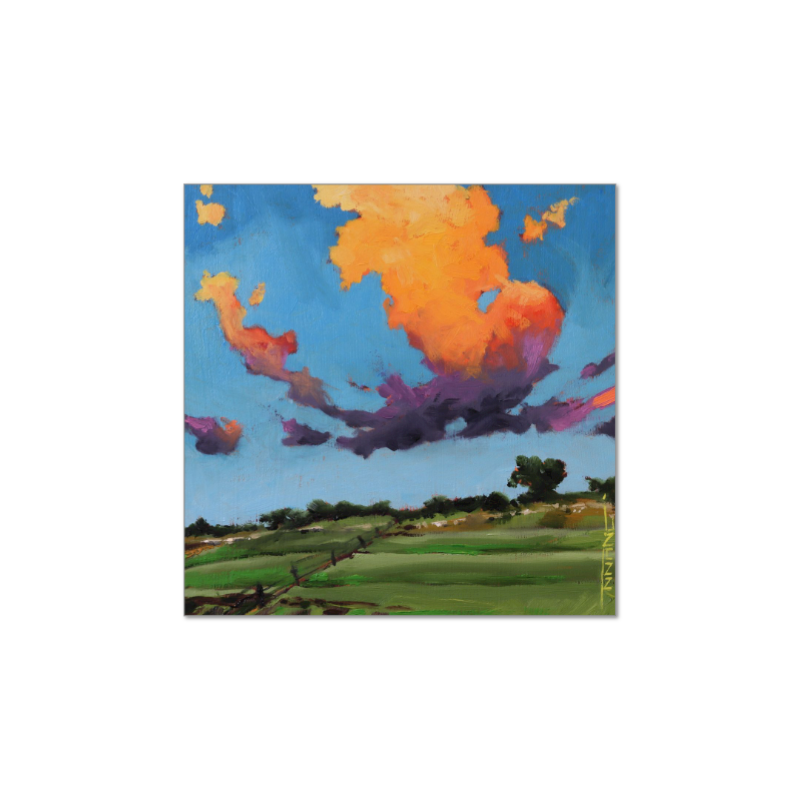 Up The Hill, Fine Art Giclée Print by J. Nunn, Colorful Cloud Landscape, Oil Painting Reproduction, Museum Quality Wall Art