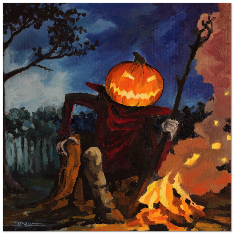 Halloween Pumpkin Original Oil Painting or Giclée Print: Fall Decor, Spooky Wall Art
