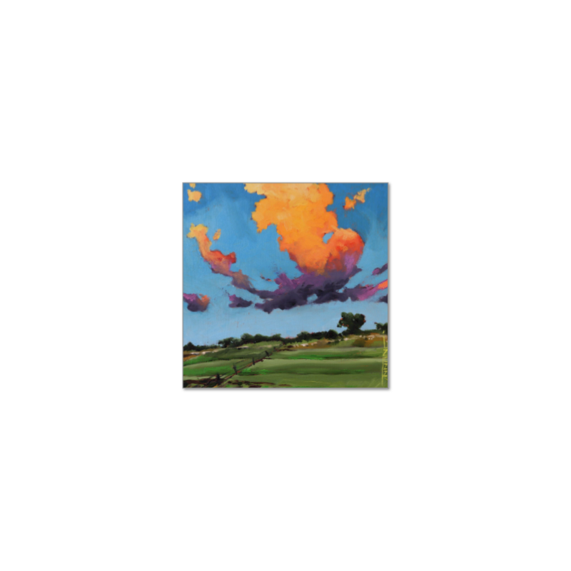 Up The Hill, Fine Art Giclée Print by J. Nunn, Colorful Cloud Landscape, Oil Painting Reproduction, Museum Quality Wall Art