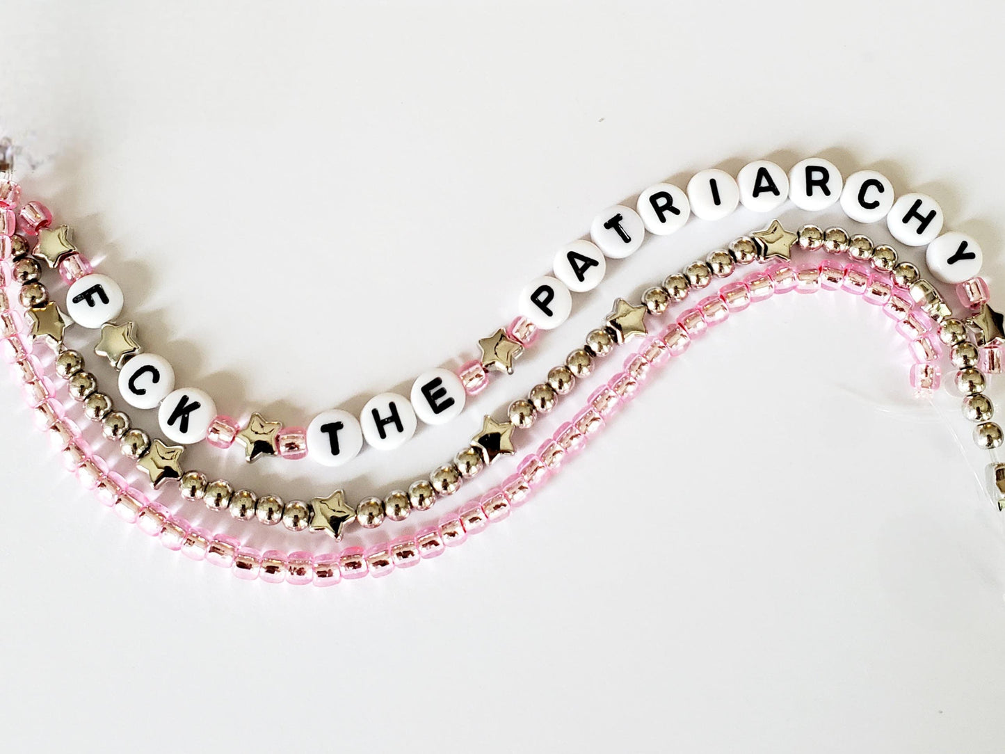 F the Patriarchy Bracelet – Bold Feminist Jewelry with Star Accents, Stretchy Beaded Bracelet, Rebellion Gift for Her