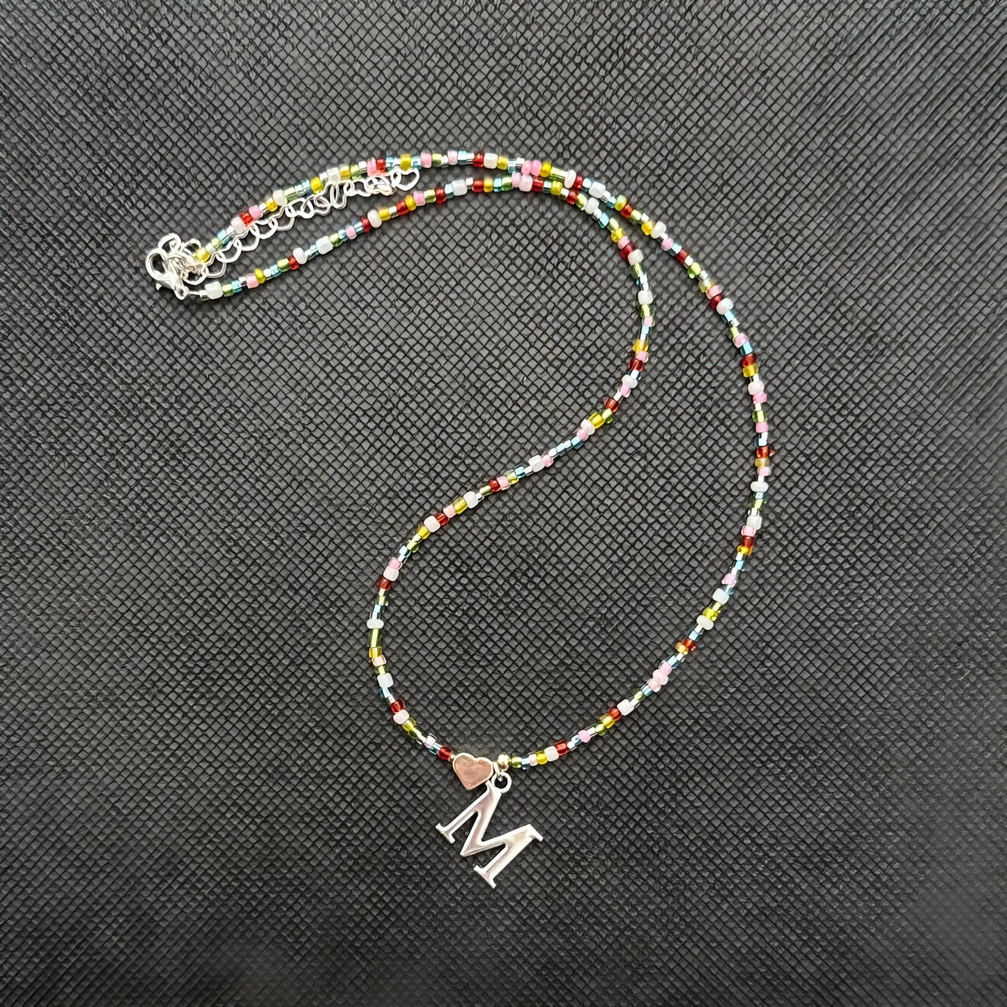 Beaded Initial Charm Necklace