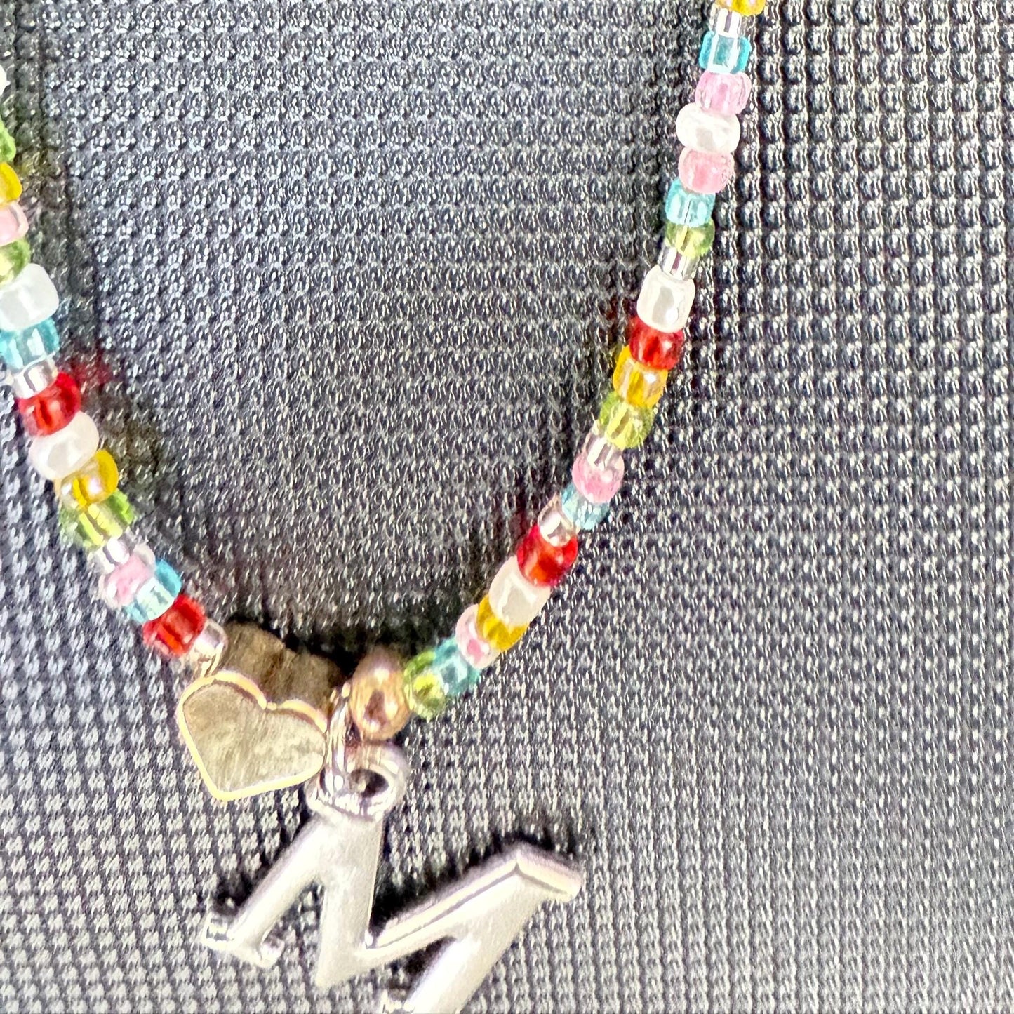 Beaded Initial Charm Necklace