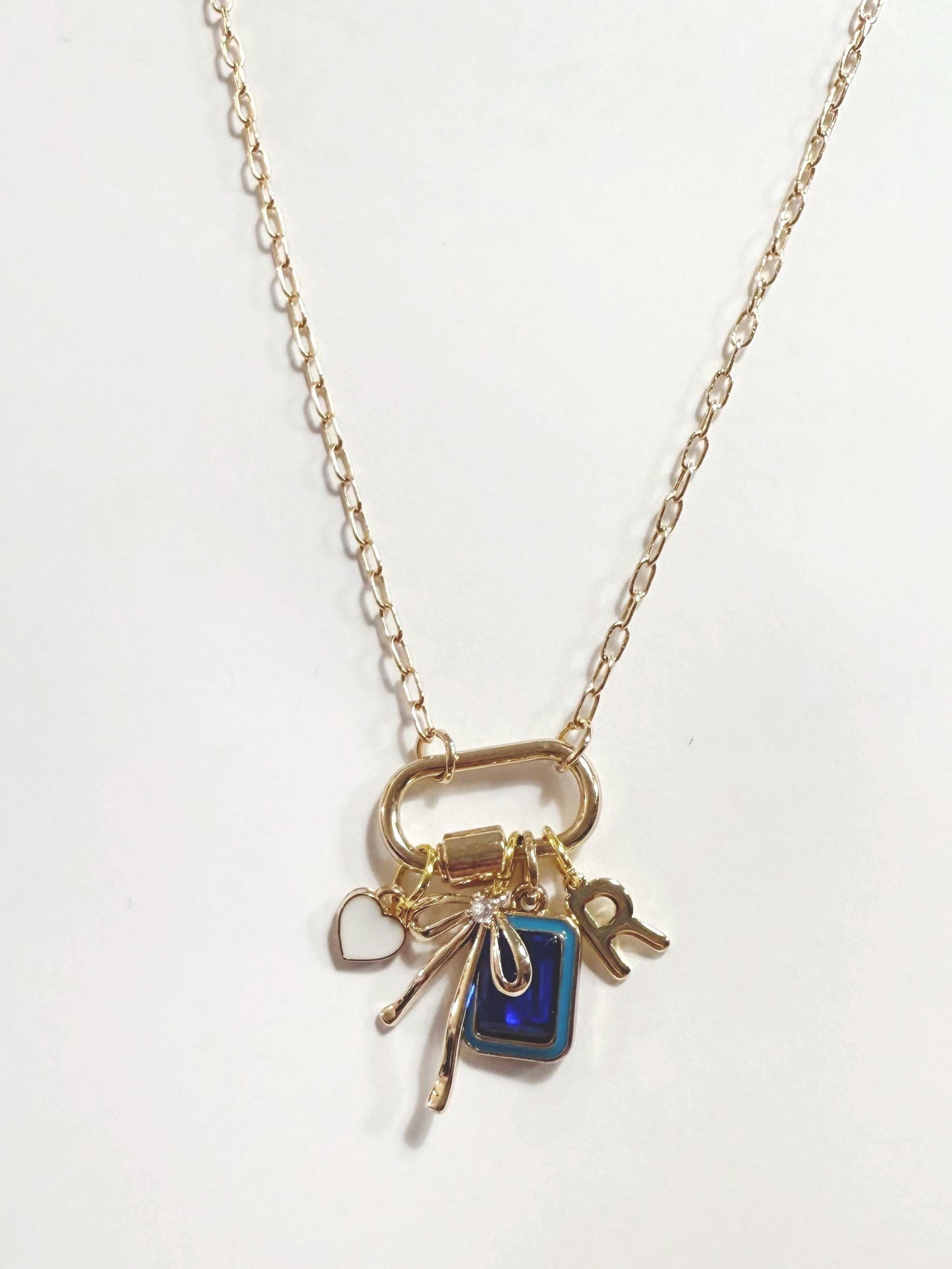 Custom Initial and Birthstone Charm Necklace