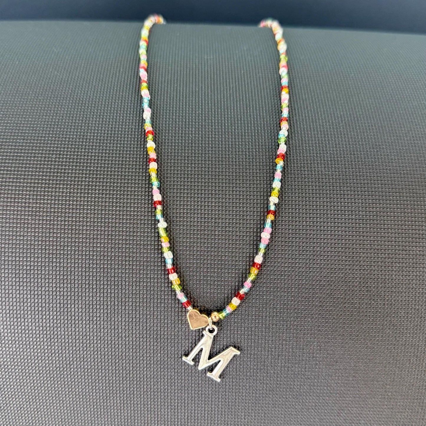Beaded Initial Charm Necklace