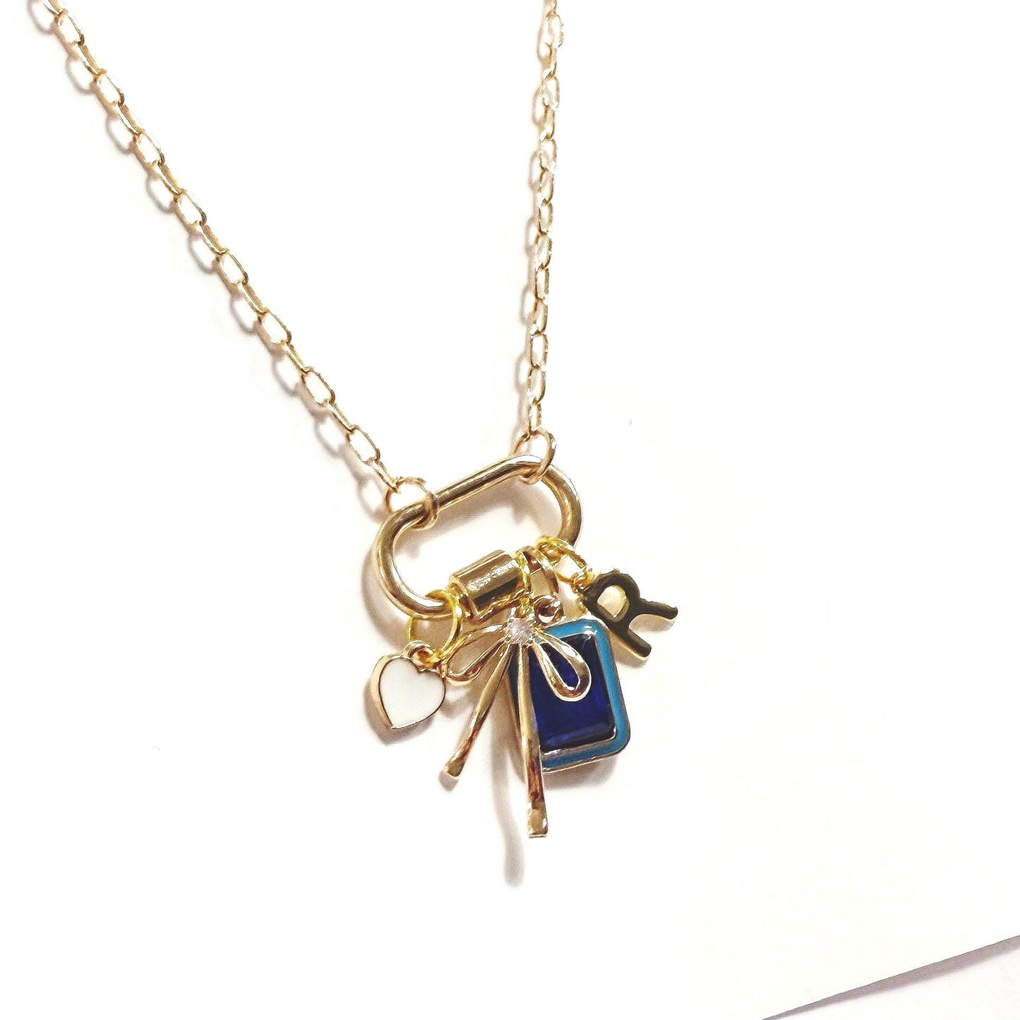 Custom Initial and Birthstone Charm Necklace