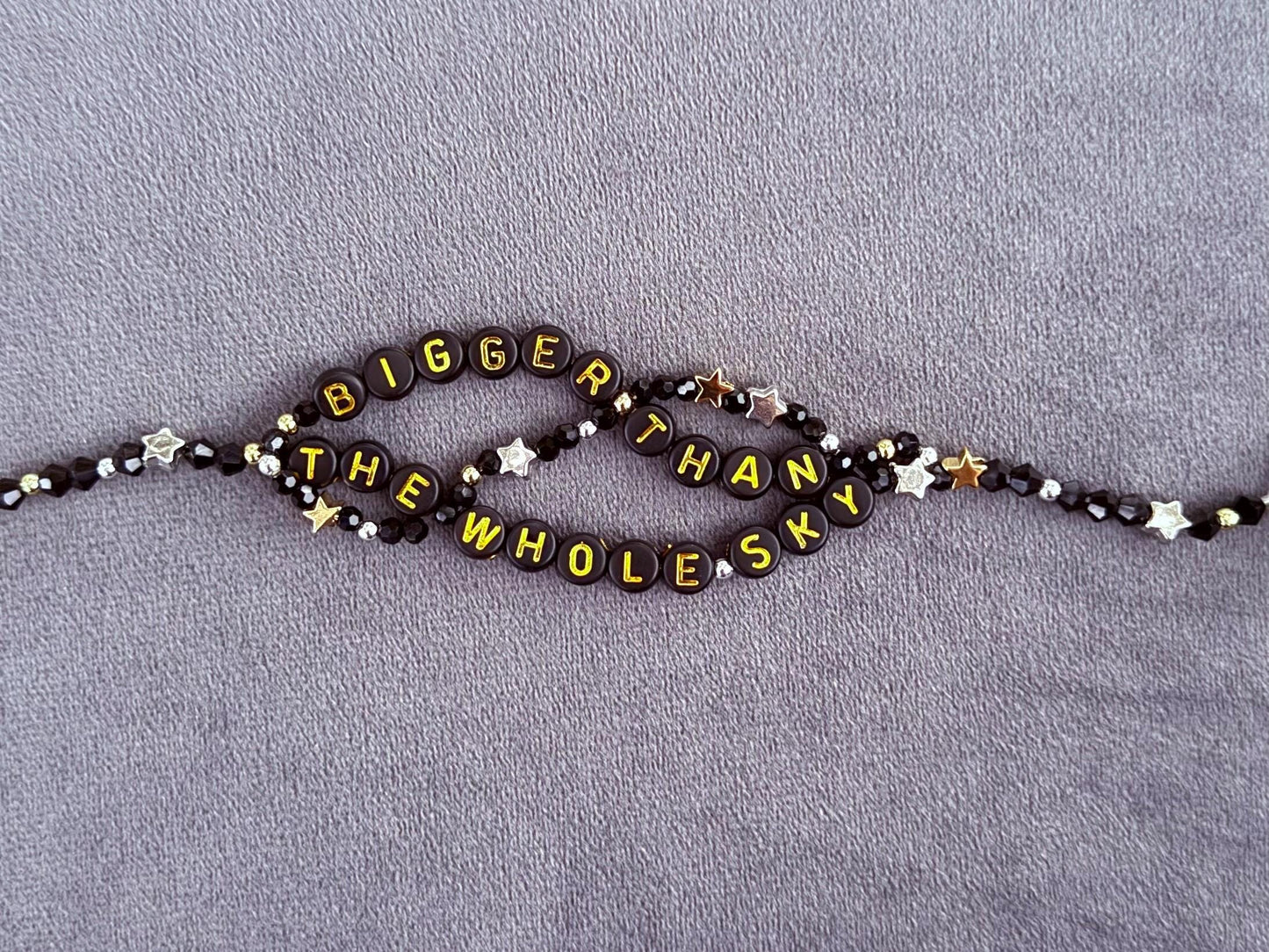 Bigger Than the Whole Sky Bracelet – Triple Layer Beaded Friendship Bracelet, Black & Gold Gift, Sentimental Jewelry