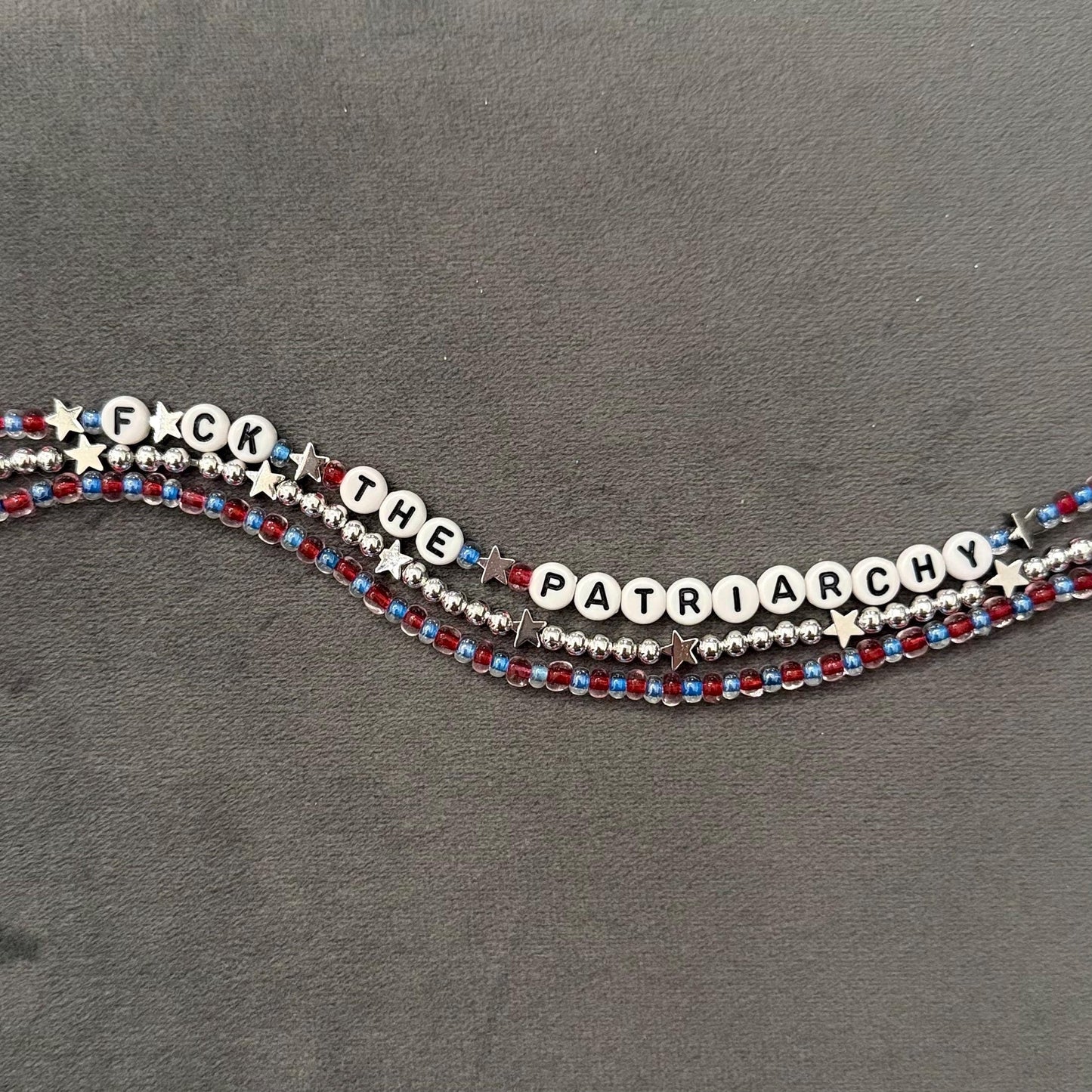 F the Patriarchy Bracelet – Bold Feminist Jewelry with Star Accents, Stretchy Beaded Bracelet, Rebellion Gift for Her