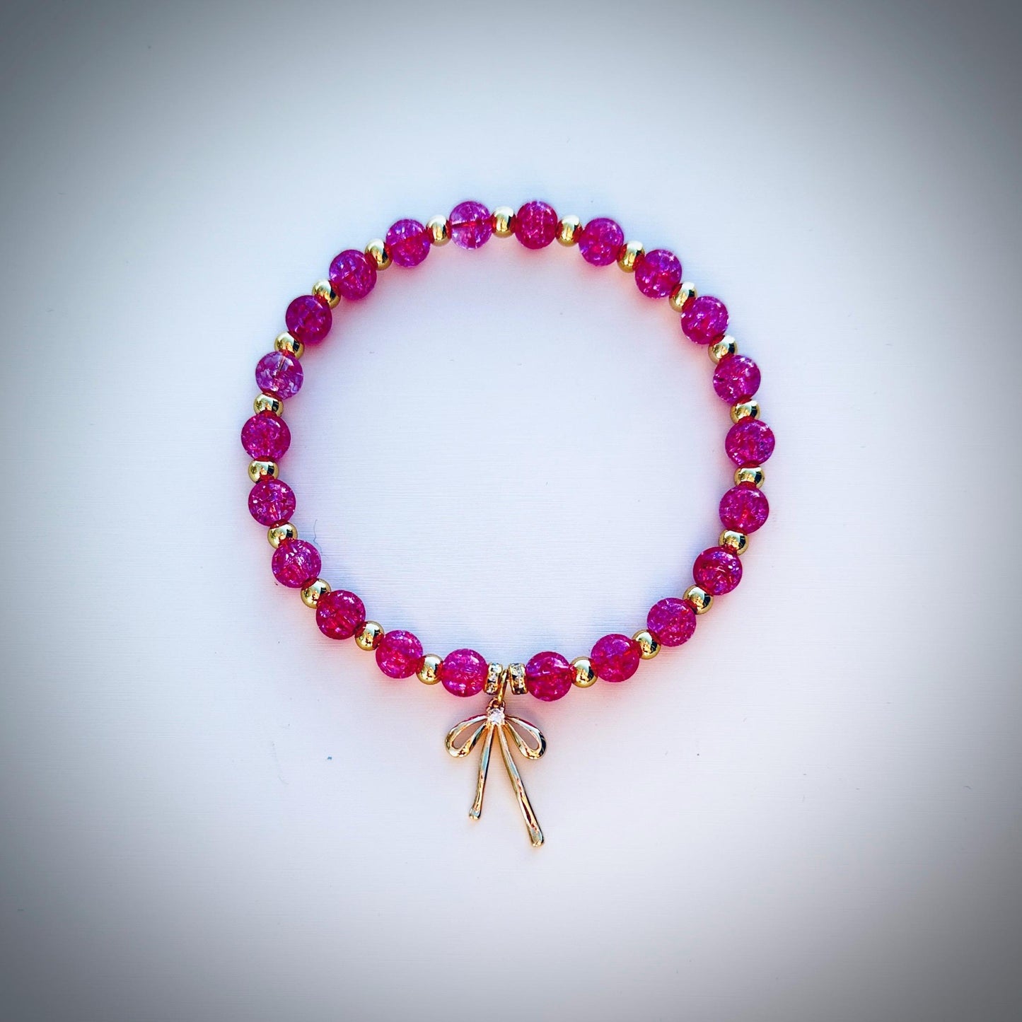 Fuchsia Crackle Quartz Energy Healing Bracelet