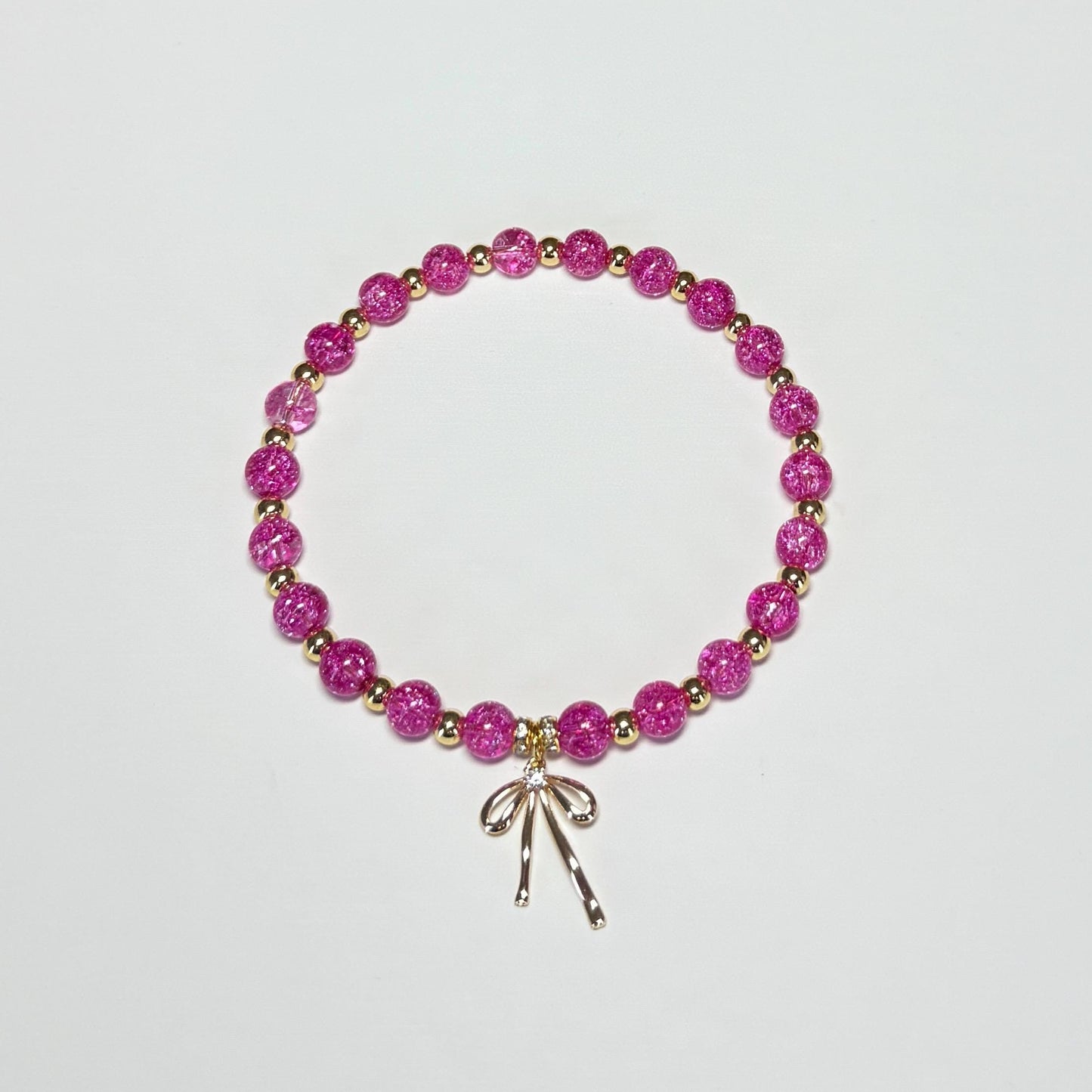 Fuchsia Crackle Quartz Energy Healing Bracelet