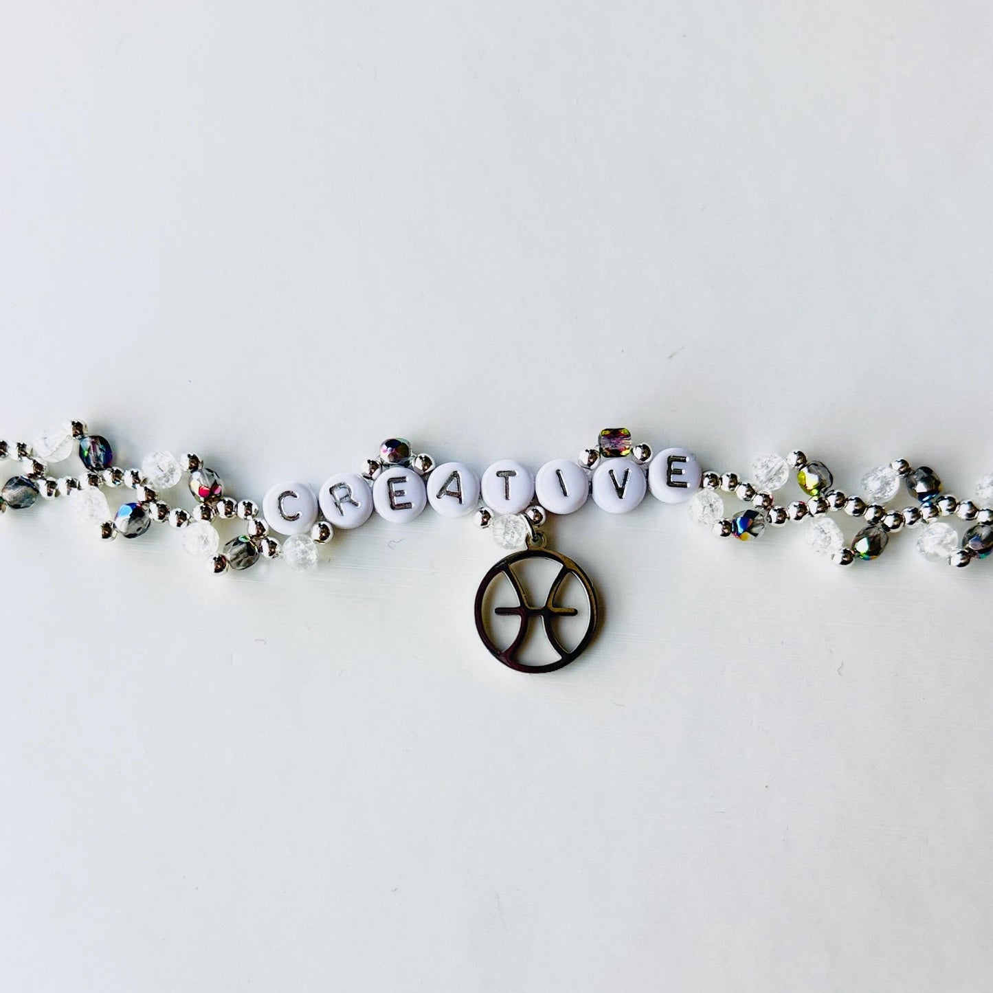 Zodiac Charm Bracelet with Clear Quartz – Personalized Astrology Bracelet, Custom Birth Sign Gift, Handmade Crystal Jewelry