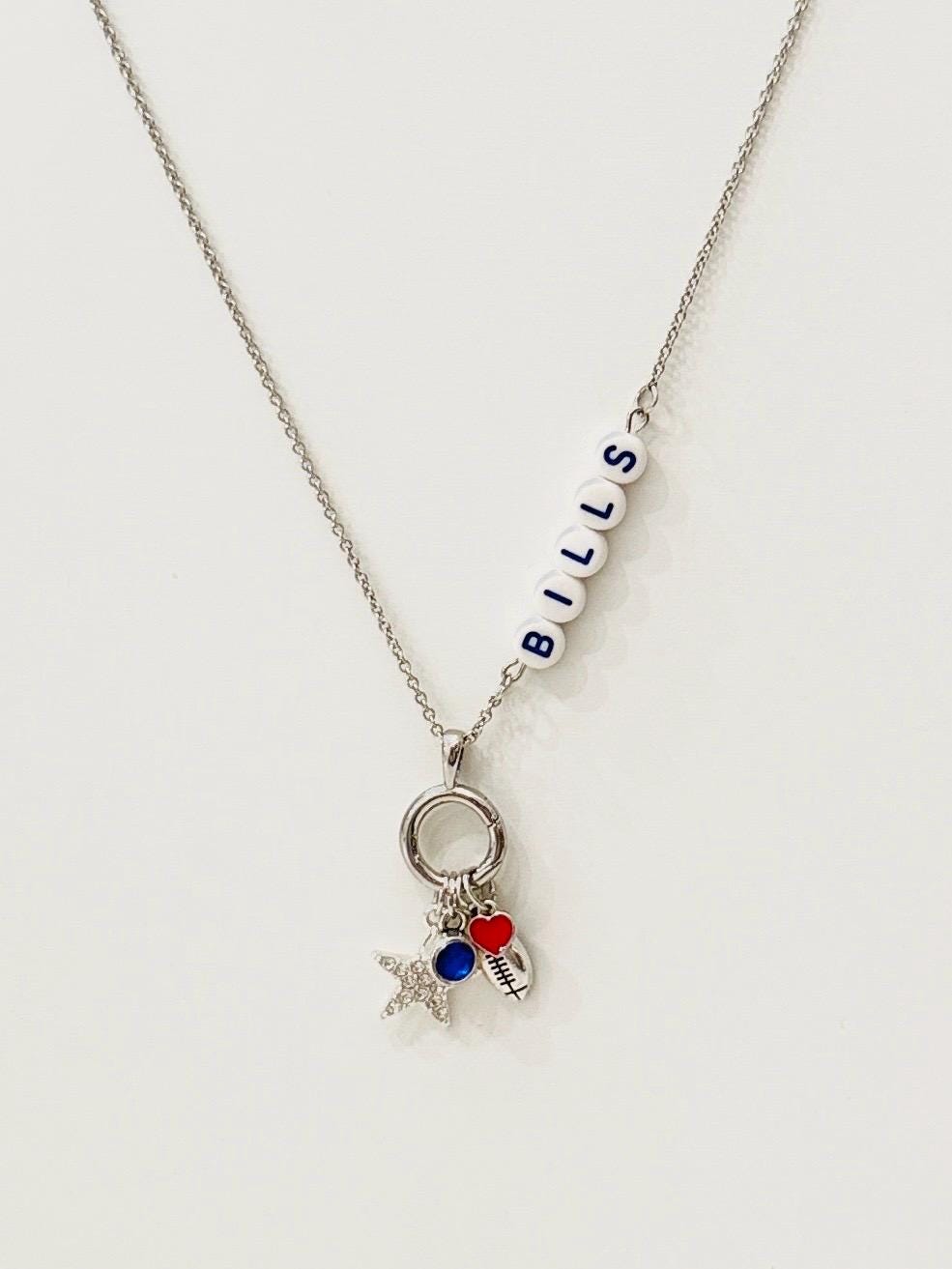 Buffalo Football Charm Necklace – Customizable Game Day Jewelry, Handmade Football Necklace, Personalized Fan Gift