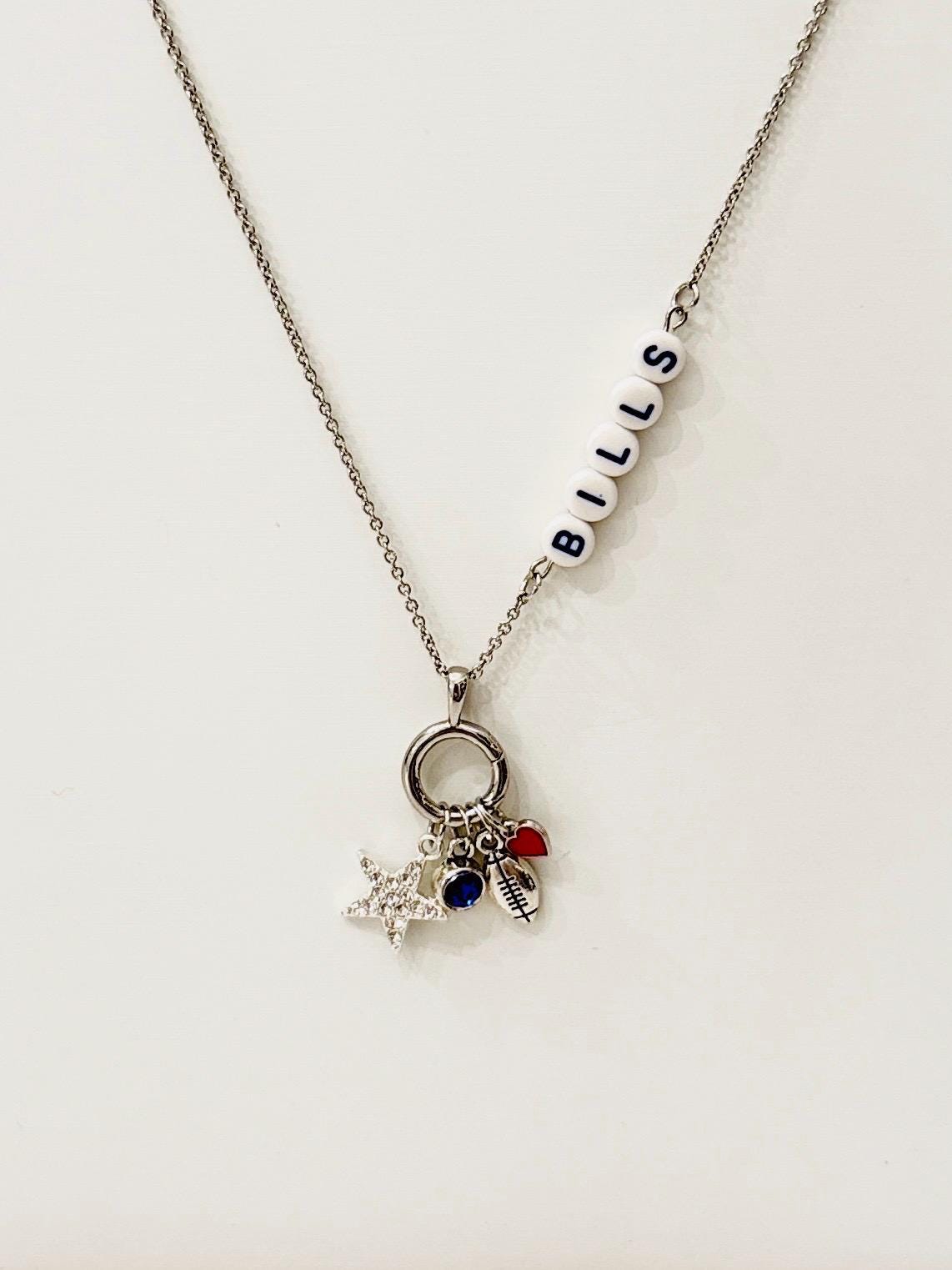 Buffalo Football Charm Necklace – Customizable Game Day Jewelry, Handmade Football Necklace, Personalized Fan Gift