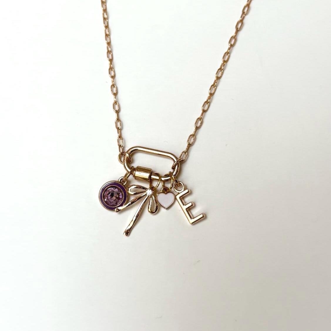 Custom Initial and Birthstone Charm Necklace