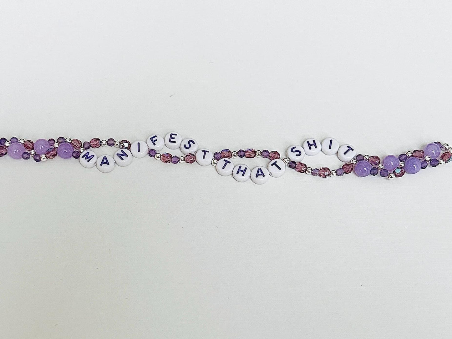 Manifest That Shit – Double-Layer Amethyst & Silver Crystal Bracelet