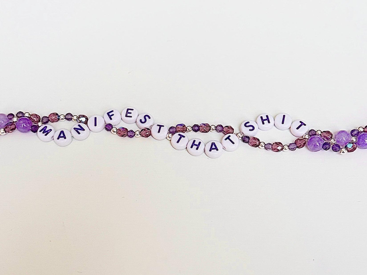 Manifest That Shit – Double-Layer Amethyst & Silver Crystal Bracelet