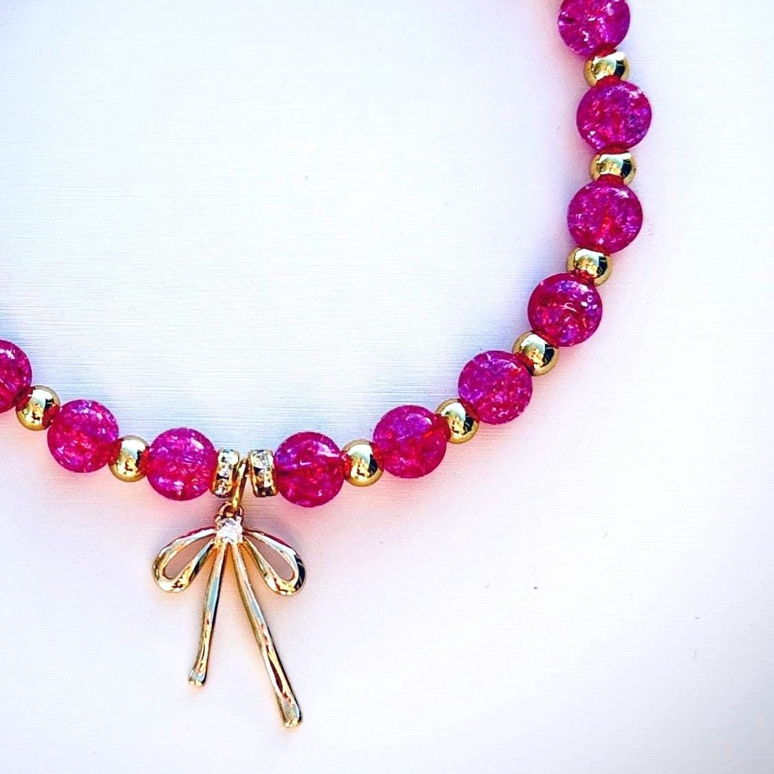 Fuchsia Crackle Quartz Energy Healing Bracelet