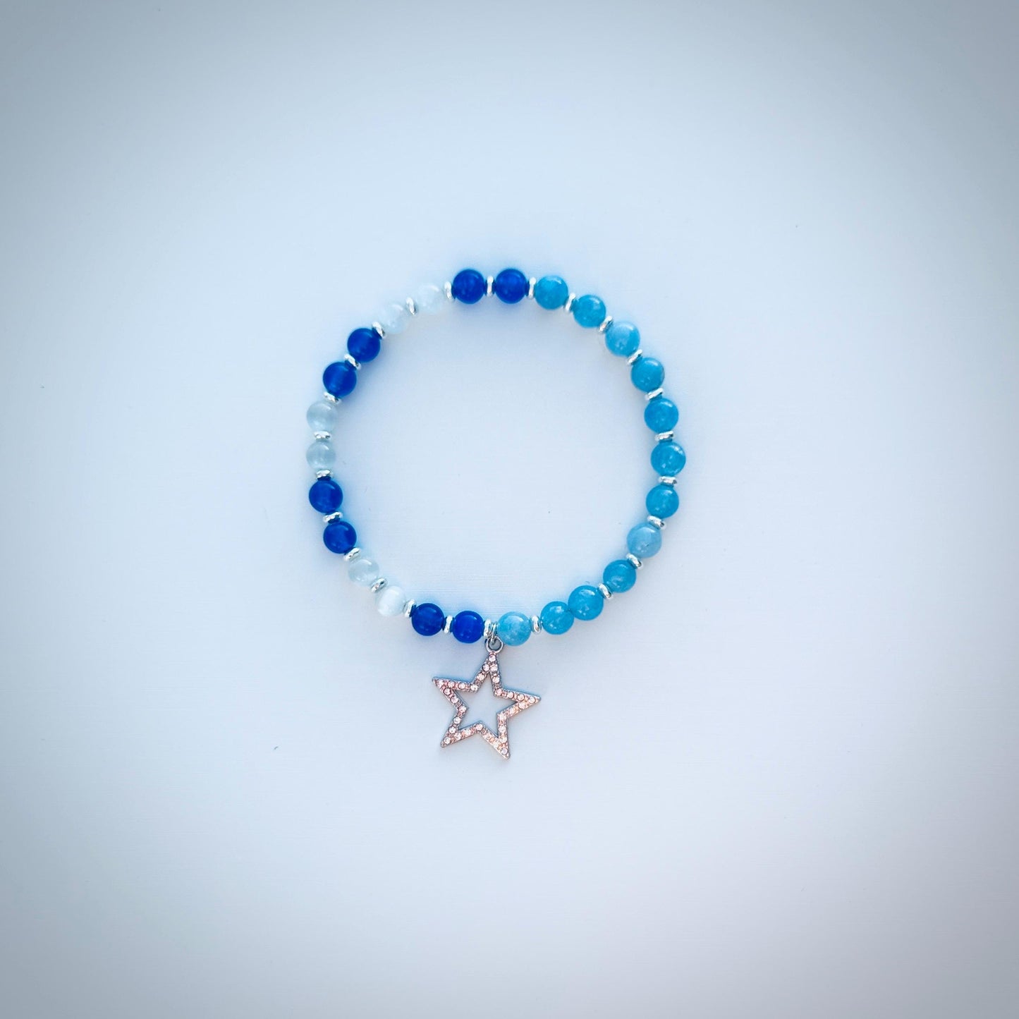 Blue Zone Relaxation and Healing Bracelet with Star Charm