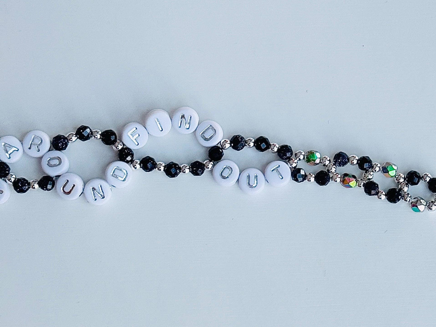 F*ck Around & Find Out Bracelet – Double Layer Blue Sandstone Beaded Bracelet, Energy Healing Statement Jewelry