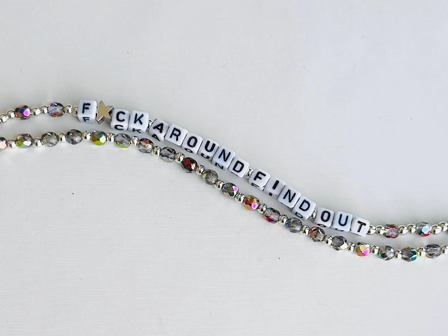 F*ck Around & Find Out Bracelet – Double Layer Non-Stretch Beaded Bracelet, Bold Statement Jewelry, Handmade Power Piece