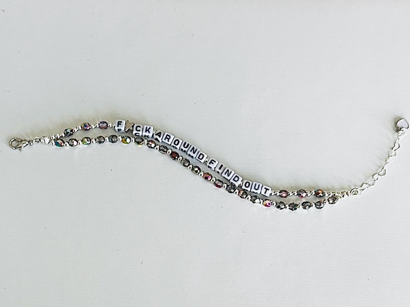F*ck Around & Find Out Bracelet – Double Layer Non-Stretch Beaded Bracelet, Bold Statement Jewelry, Handmade Power Piece
