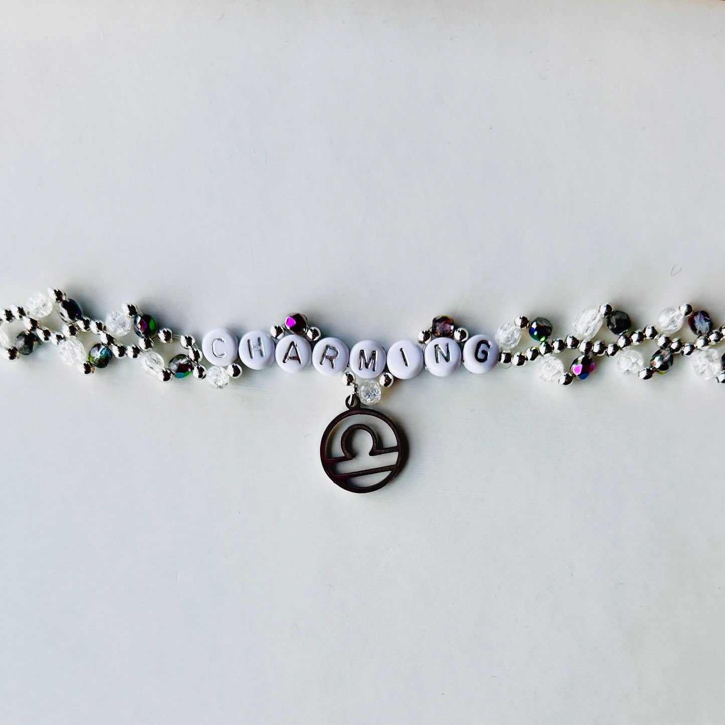 Zodiac Charm Bracelet with Clear Quartz – Personalized Astrology Bracelet, Custom Birth Sign Gift, Handmade Crystal Jewelry