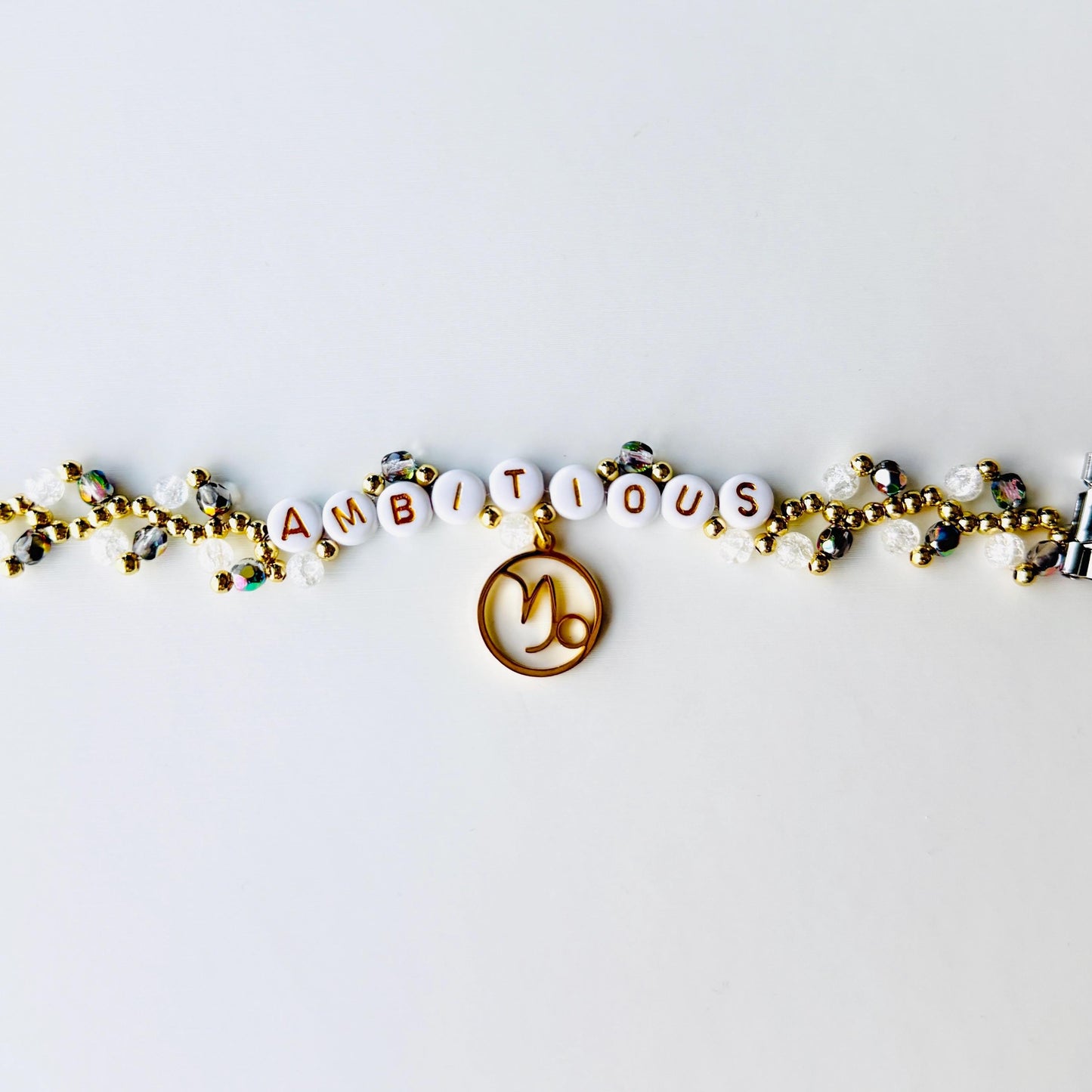Zodiac Charm Bracelet with Clear Quartz – Personalized Astrology Bracelet, Custom Birth Sign Gift, Handmade Crystal Jewelry