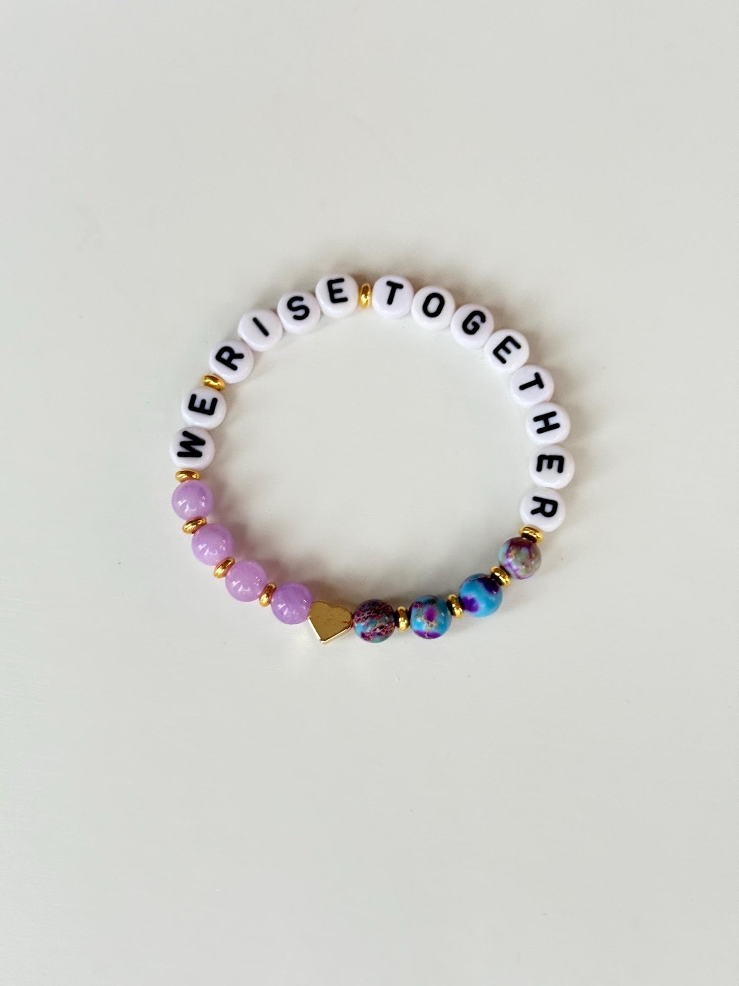 We Rise Together Bracelet – Amethyst, Purple Jasper, and Gold Beaded Bracelet, Dreaming Women Council, 4AM Club, Spiritual Healing Jewelry