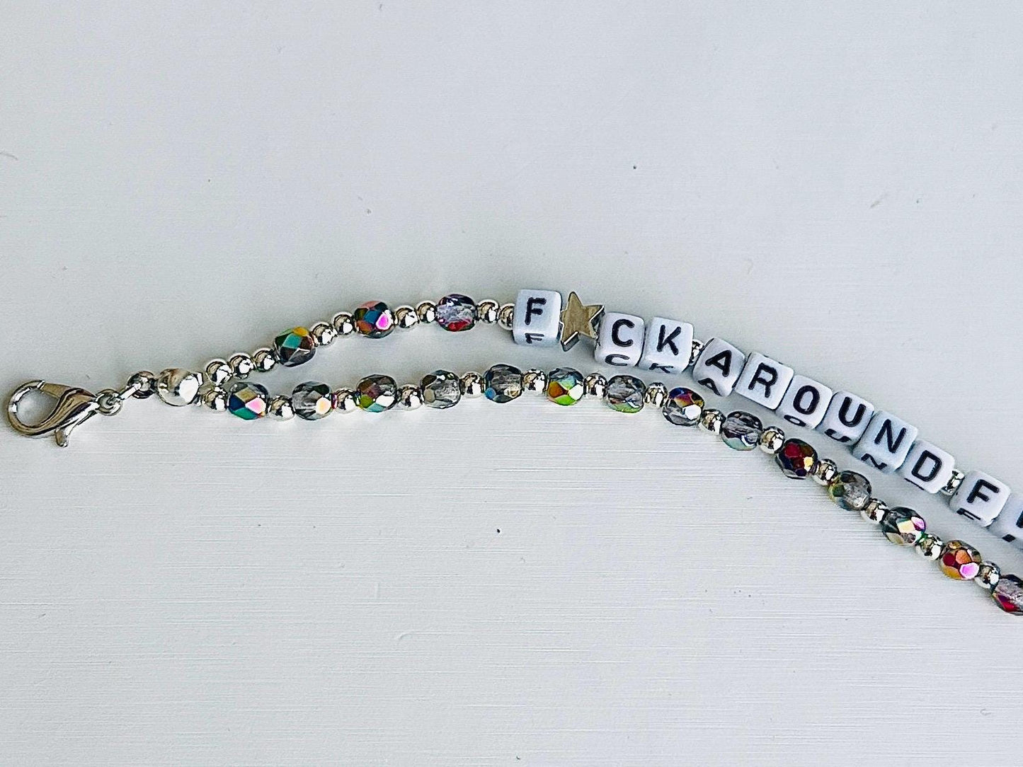 F*ck Around & Find Out Bracelet – Double Layer Non-Stretch Beaded Bracelet, Bold Statement Jewelry, Handmade Power Piece