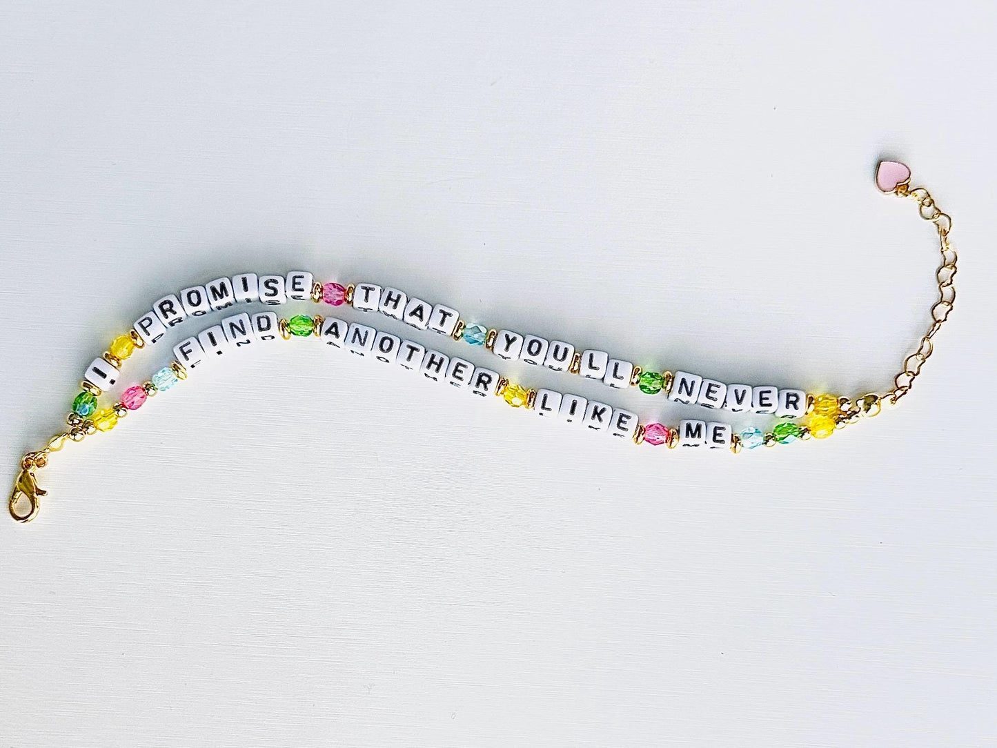 I Promise That You’ll Never Find Another Like Me – Double-Layer Beaded Affirmation Bracelet, Handmade Inspirational Jewelry