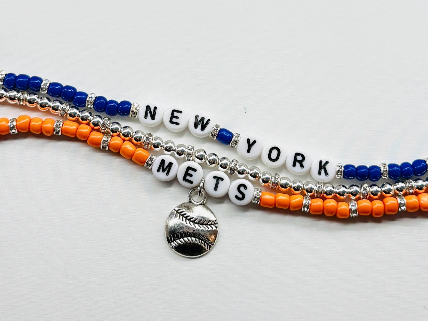 Mets Baseball Charm Bracelet Stack