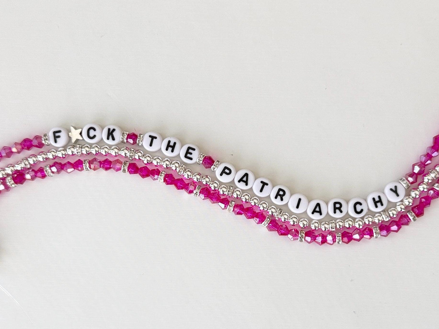 F*ck the Patriarchy Shimmer, Stretchy Bracelet Stack