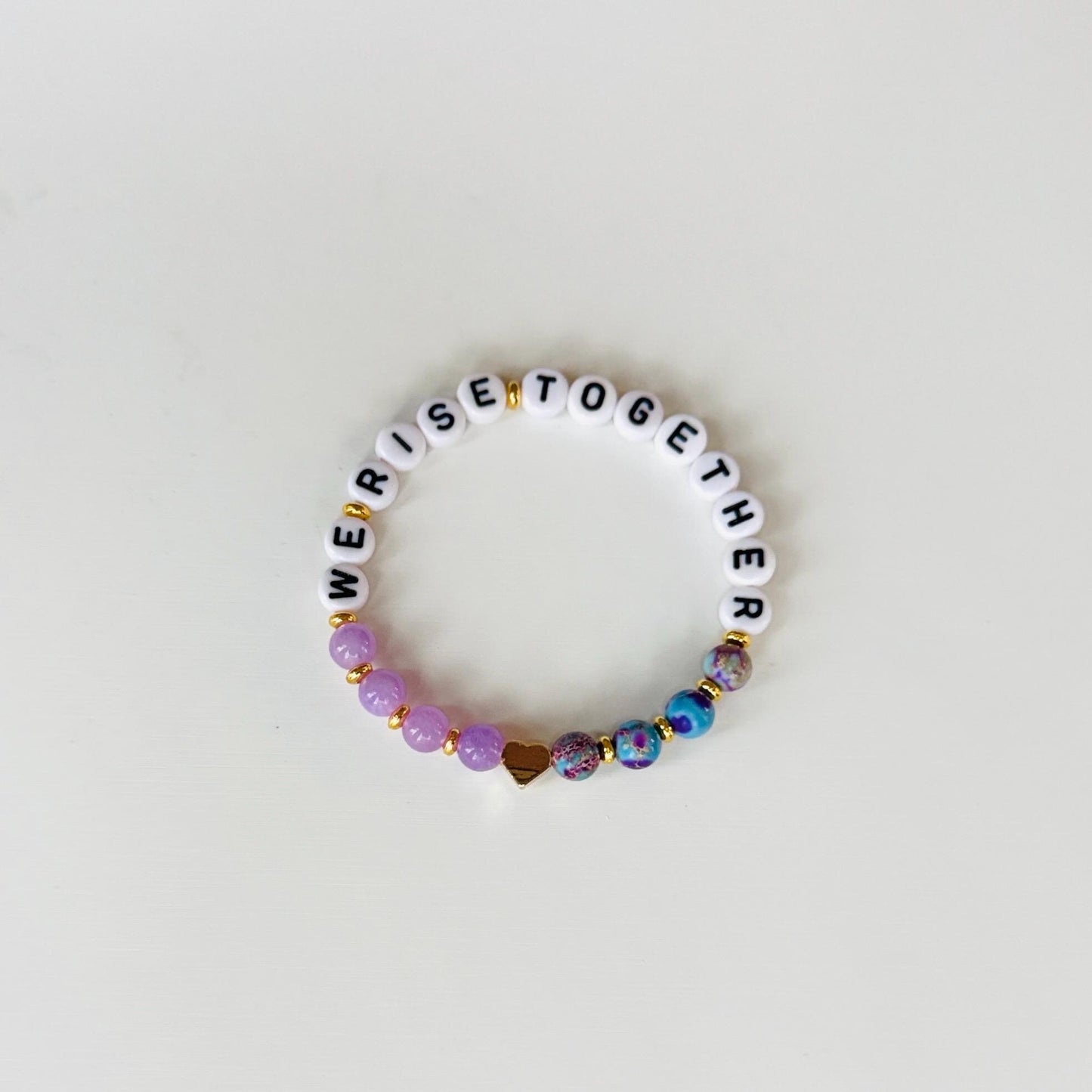We Rise Together Bracelet – Amethyst, Purple Jasper, and Gold Beaded Bracelet, Dreaming Women Council, 4AM Club, Spiritual Healing Jewelry