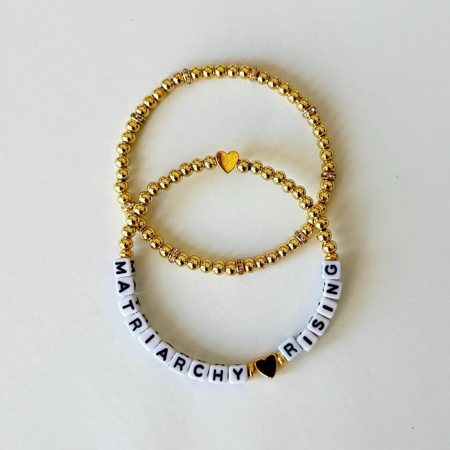 Matriarchy Rising Bracelet Stack – Gold Beaded Intuition Bracelet Set for Positive Energy, Handmade Feminine Power Jewelry
