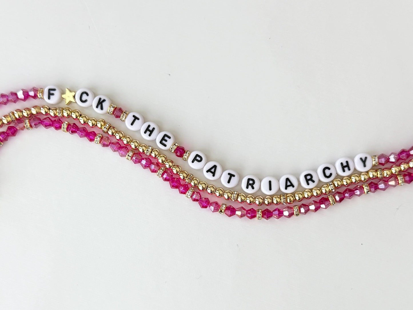 F*ck the Patriarchy Shimmer, Stretchy Bracelet Stack