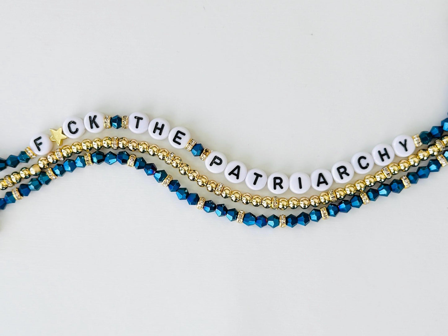F*ck the Patriarchy Shimmer, Stretchy Bracelet Stack