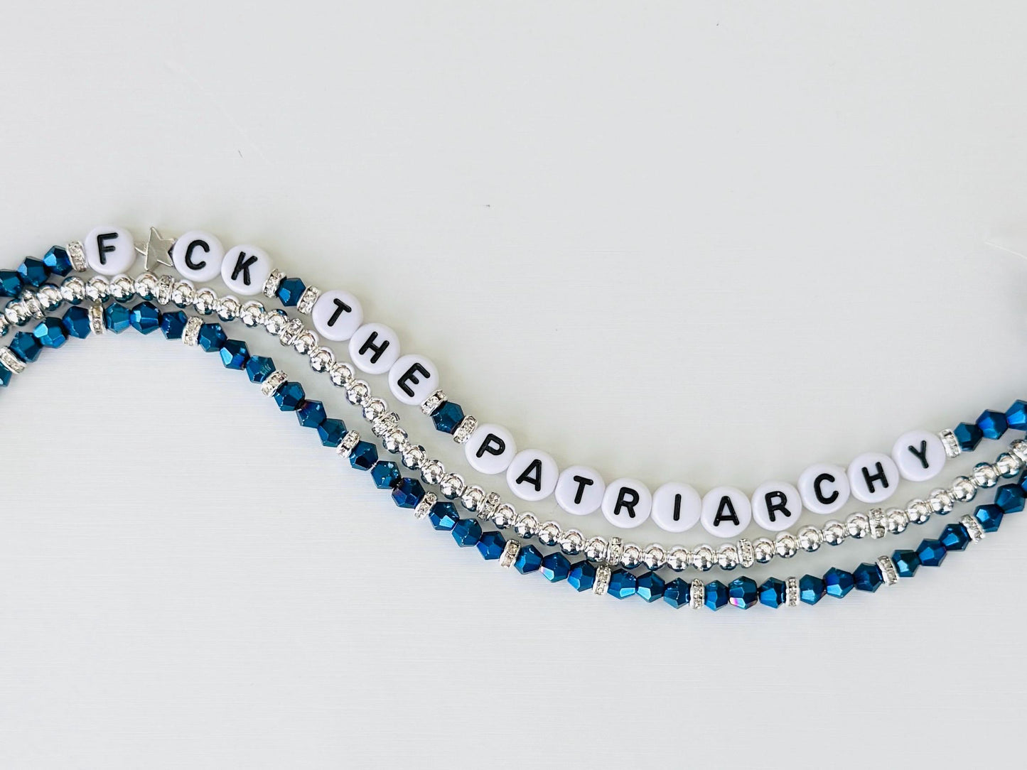 F*ck the Patriarchy Shimmer, Stretchy Bracelet Stack