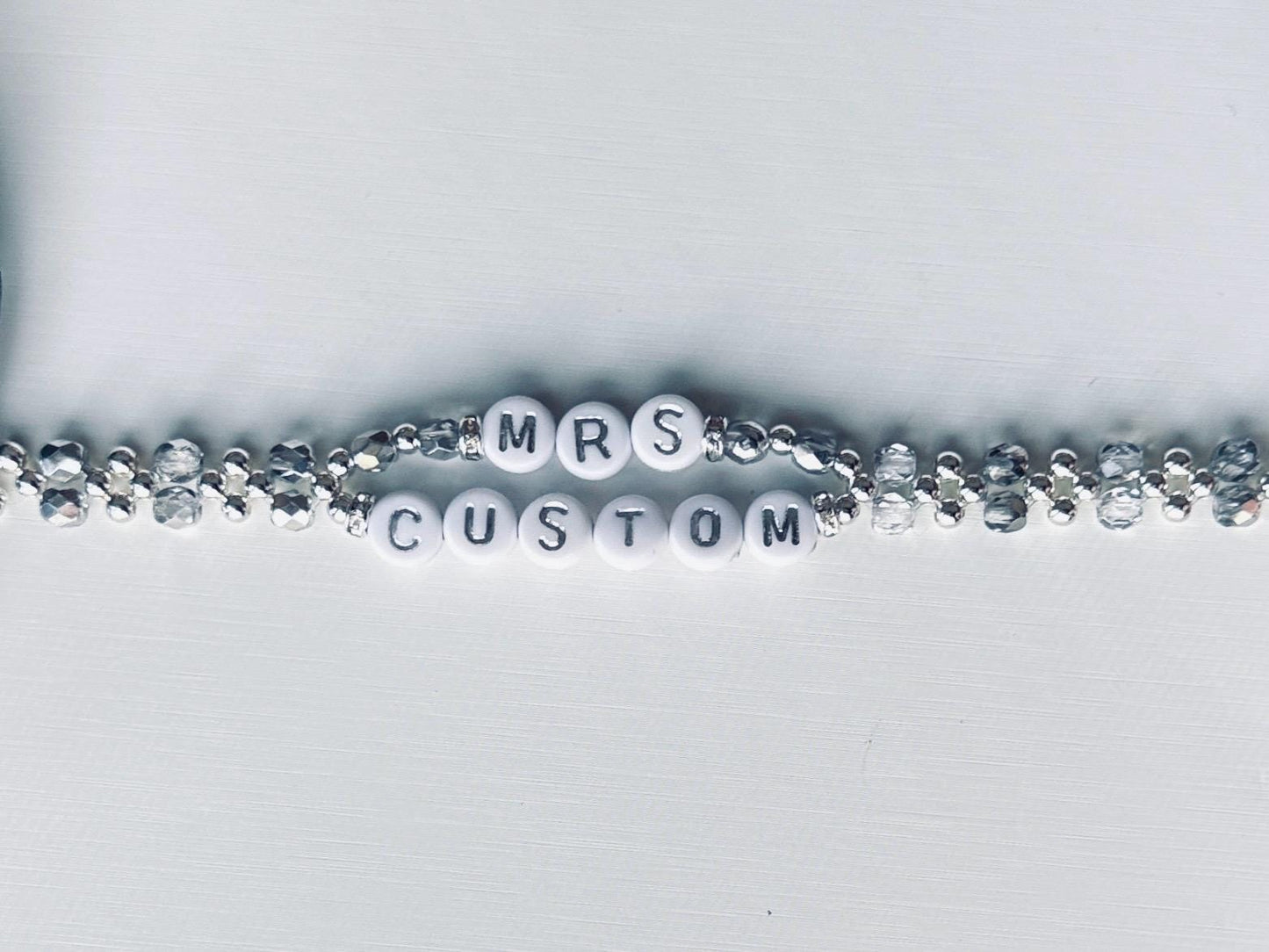 MRS Custom Name Woven Bracelet – Handmade Seed Bead Bride Bracelet with Clasp, Bridal Shower or Engagement Gift