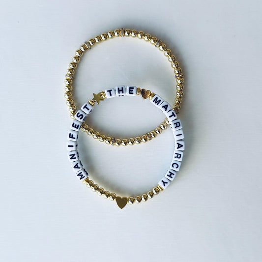 Manifest the Matriarchy Bracelet – Gold Beaded Stack for Intuition & Positive Energy, Handmade Feminine Power Jewelry