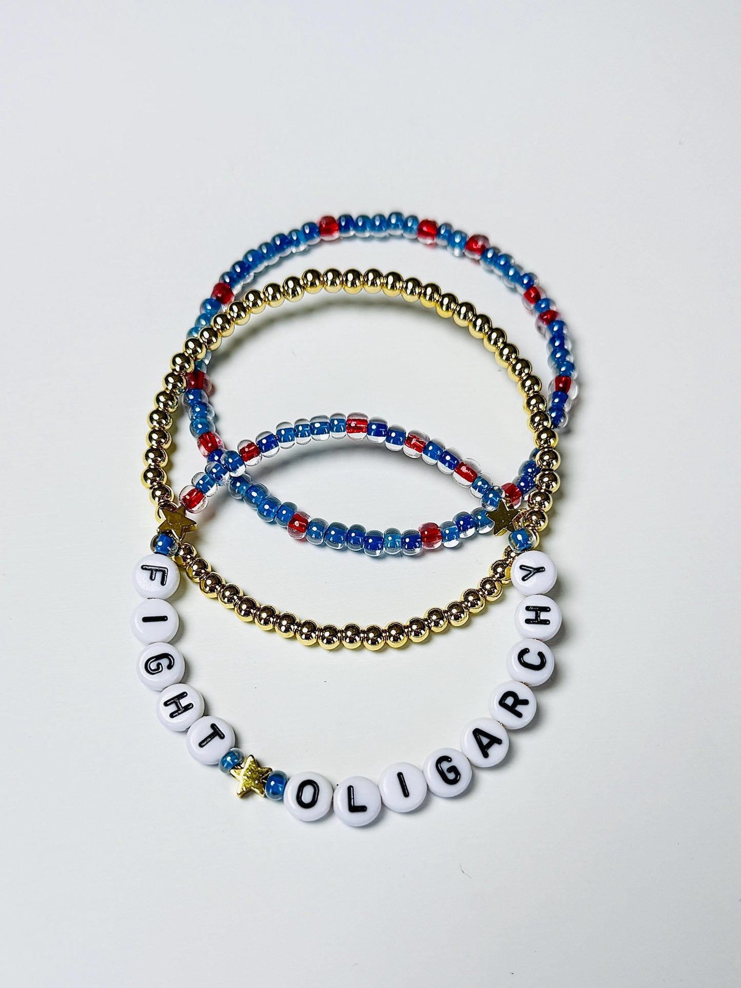 Fight Oligarchy Bracelet Stack