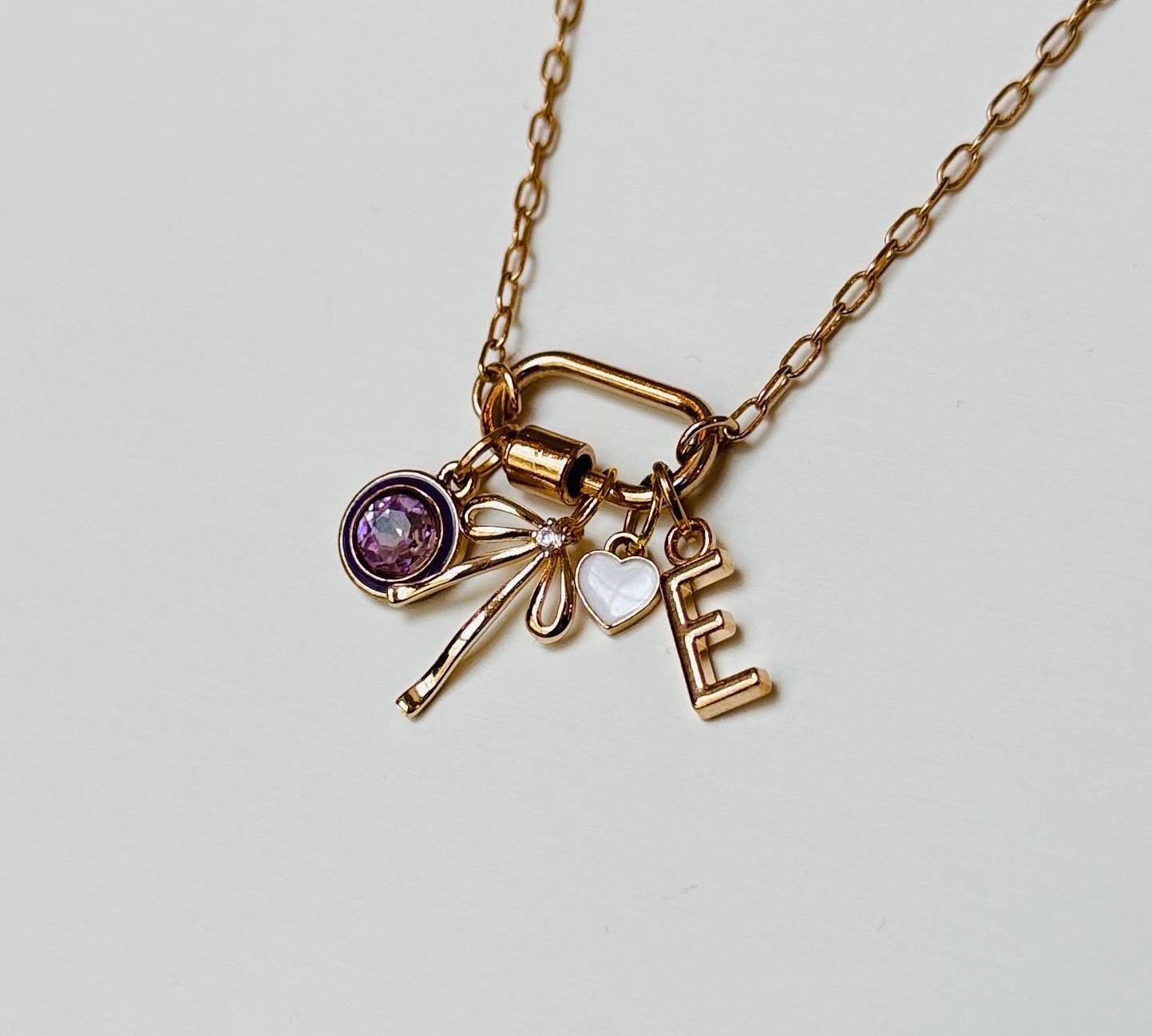 Custom Initial and Birthstone Charm Necklace