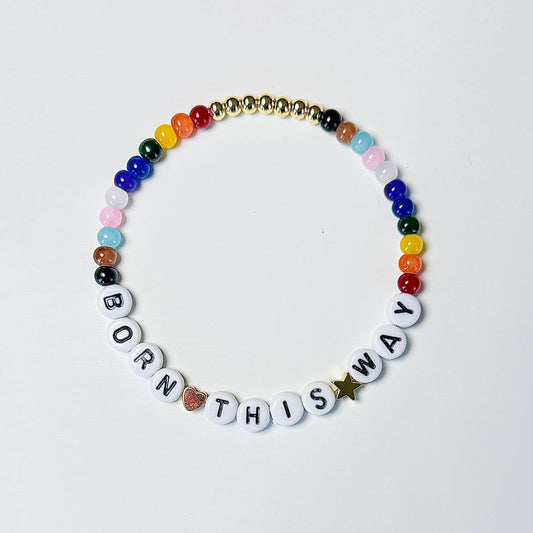 Born This Way Bracelet – Rainbow Pride Jewelry, Handmade LGBTQ+ Ally Wristband, Inspirational Gift