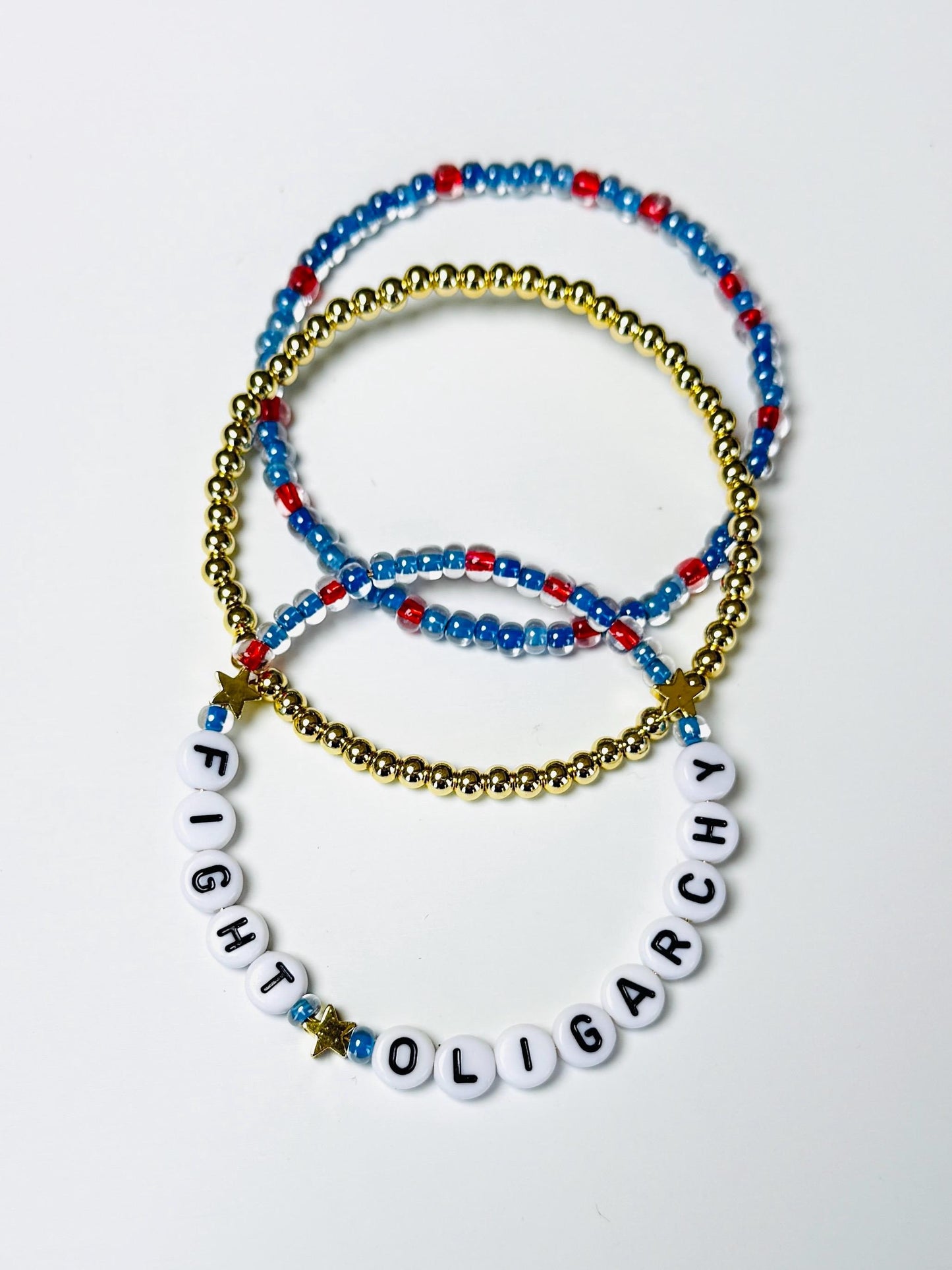Fight Oligarchy Bracelet Stack