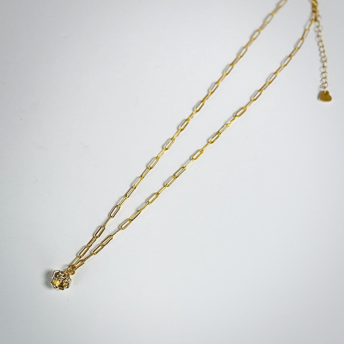 Rose Pendant & Initial Charm Necklace