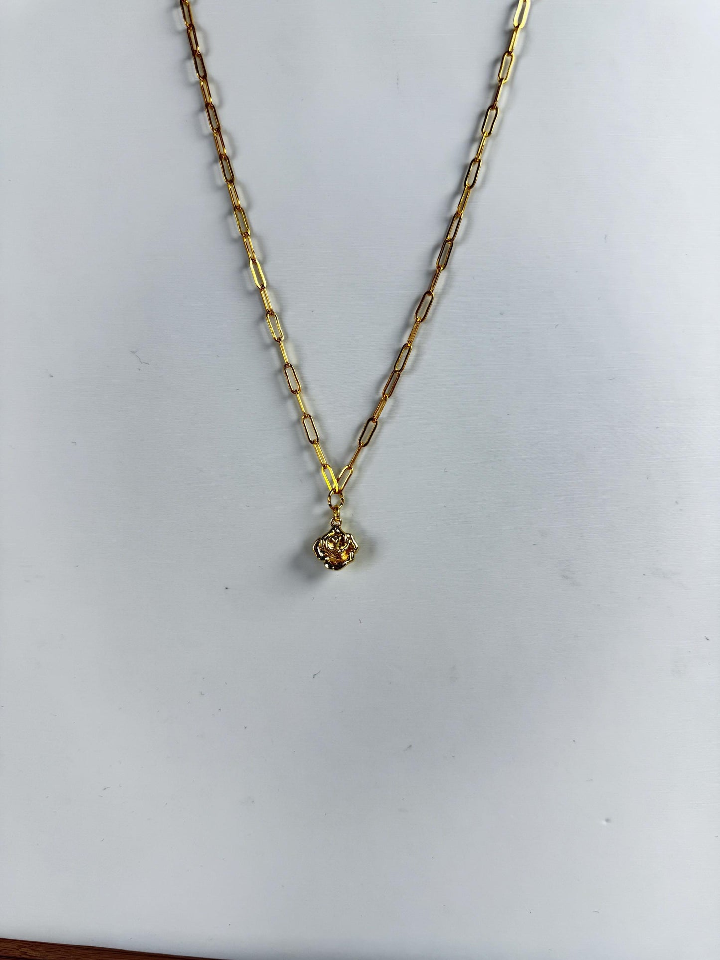 Rose Pendant & Initial Charm Necklace