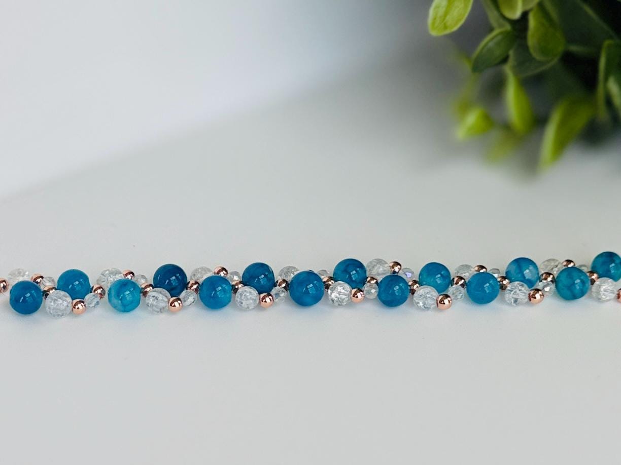CLEAR CALLING Intuition Bracelet with Blue Apatite & Crackle Quartz