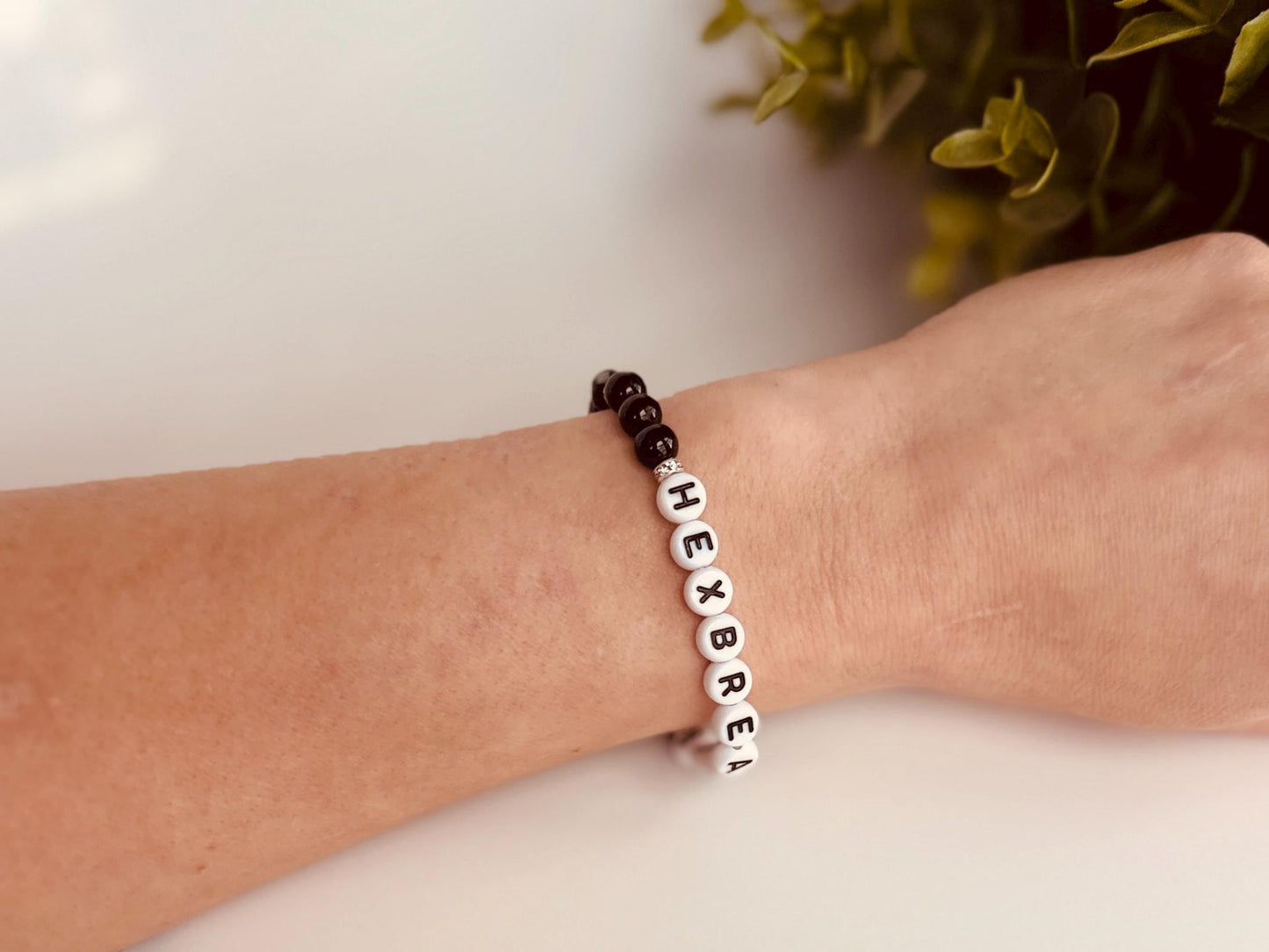 HEXBREAKER Bracelet – Black Tourmaline & Snowflake Obsidian Stretch Bracelet for Energetic Protection & Power