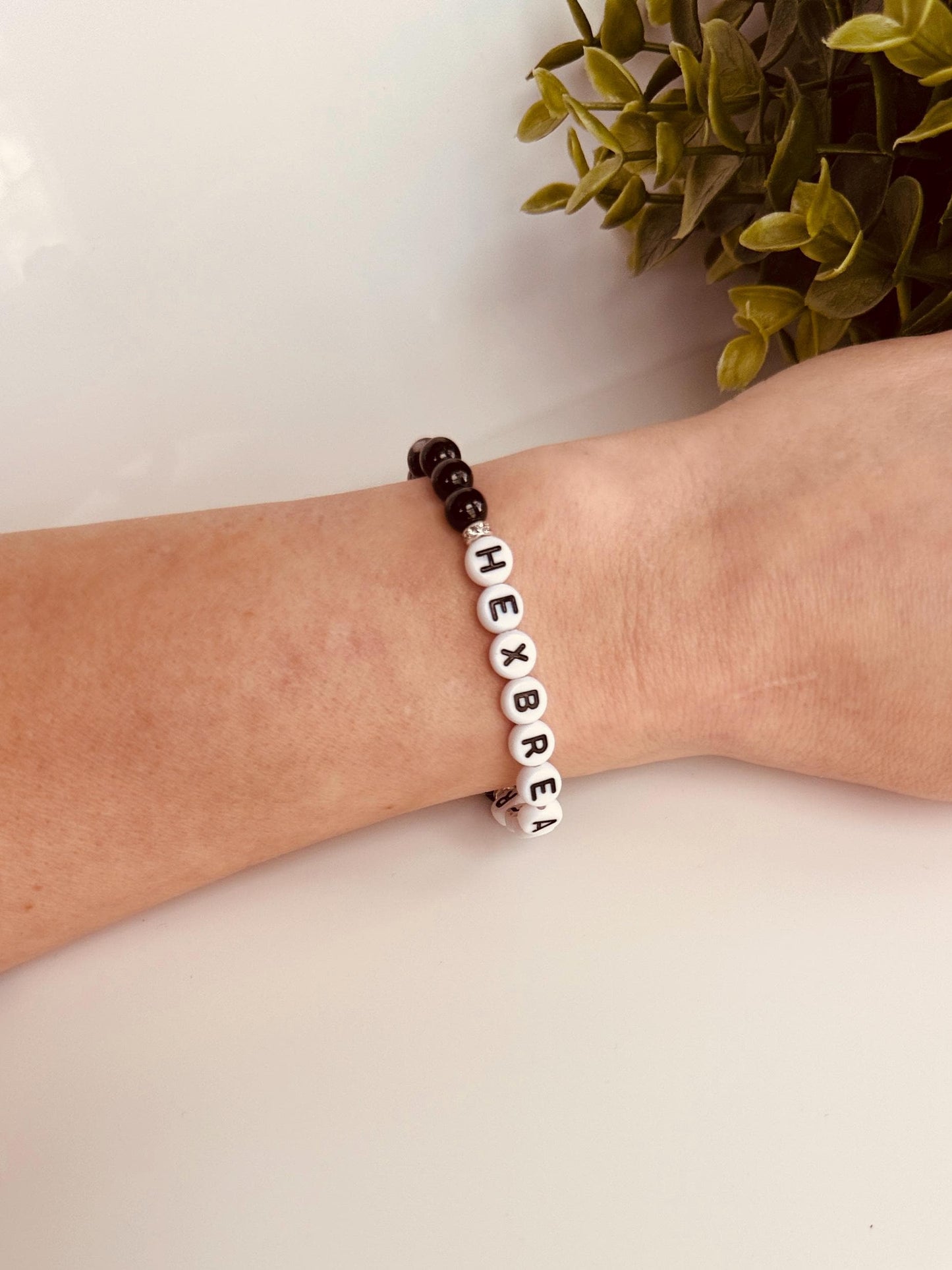 HEXBREAKER Bracelet – Black Tourmaline & Snowflake Obsidian Stretch Bracelet for Energetic Protection & Power
